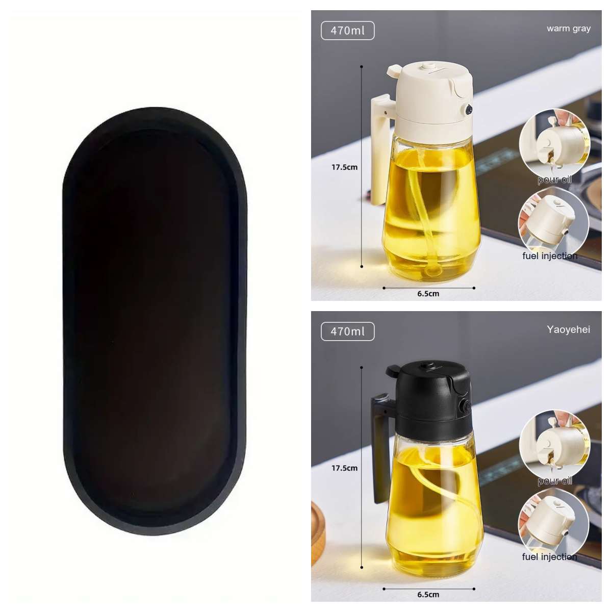 2-in-1 Glass Olive Oil Sprayer & Dispenser – 470ml Leak-Proof Kitchen Bottle