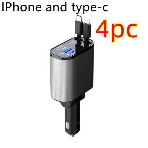 Trend Ritual™ 100W Retractable Super Fast Car Charger - 4-in-1 Rapid Charging Hub