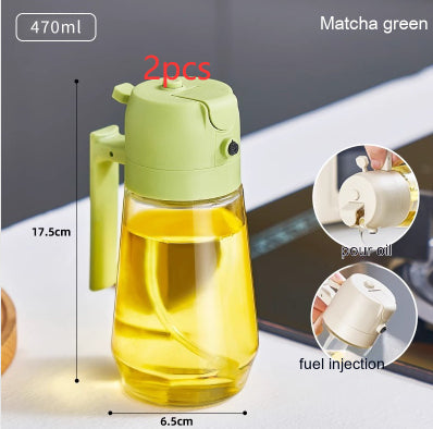 2-in-1 Glass Olive Oil Sprayer & Dispenser – 470ml Leak-Proof Kitchen Bottle