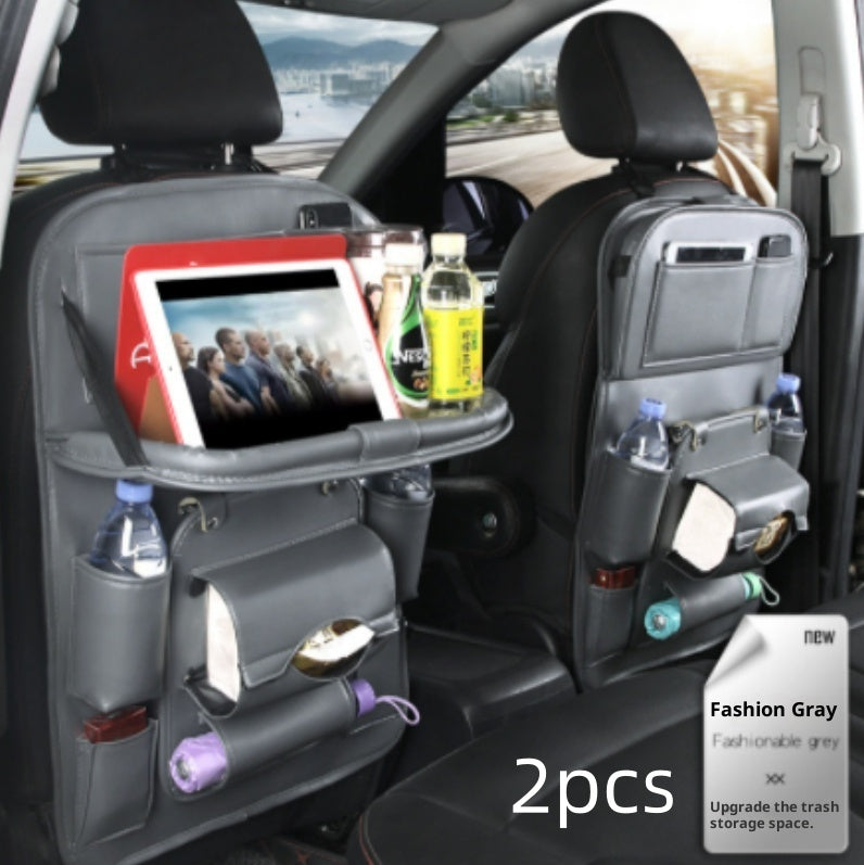 Trend Ritual™ Luxury PU Leather Car Organizer - Seat Back Storage with Folding Tray