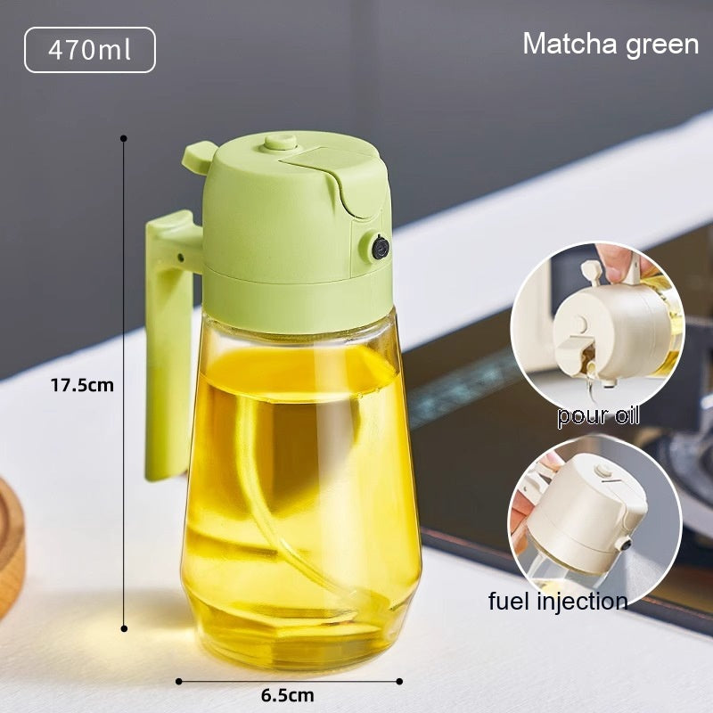 2-in-1 Glass Olive Oil Sprayer & Dispenser – 470ml Leak-Proof Kitchen Bottle