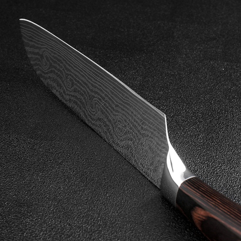 KuroHagane™ Damascus-Style Kitchen Knife Set | Professional 7Cr17 Stainless Steel