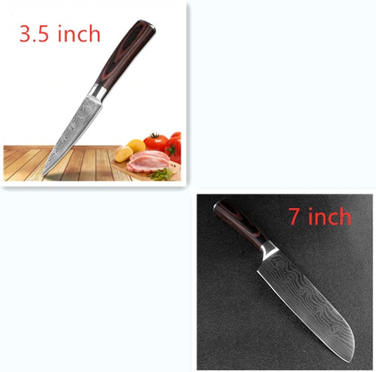 KuroHagane™ Damascus-Style Kitchen Knife Set | Professional 7Cr17 Stainless Steel