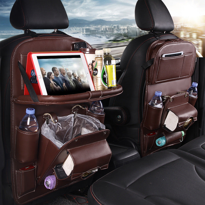 Trend Ritual™ Luxury PU Leather Car Organizer - Seat Back Storage with Folding Tray