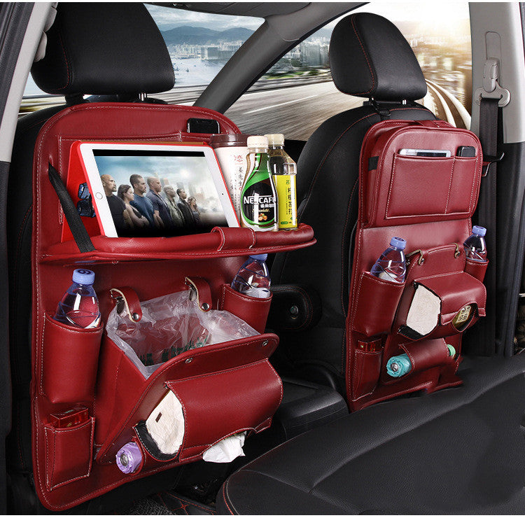 Trend Ritual™ Luxury PU Leather Car Organizer - Seat Back Storage with Folding Tray