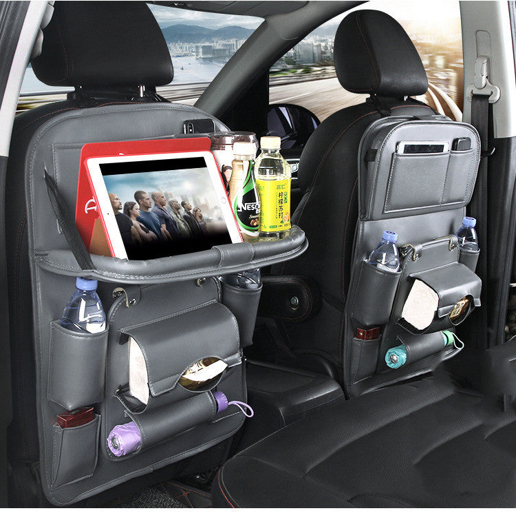 Trend Ritual™ Luxury PU Leather Car Organizer - Seat Back Storage with Folding Tray