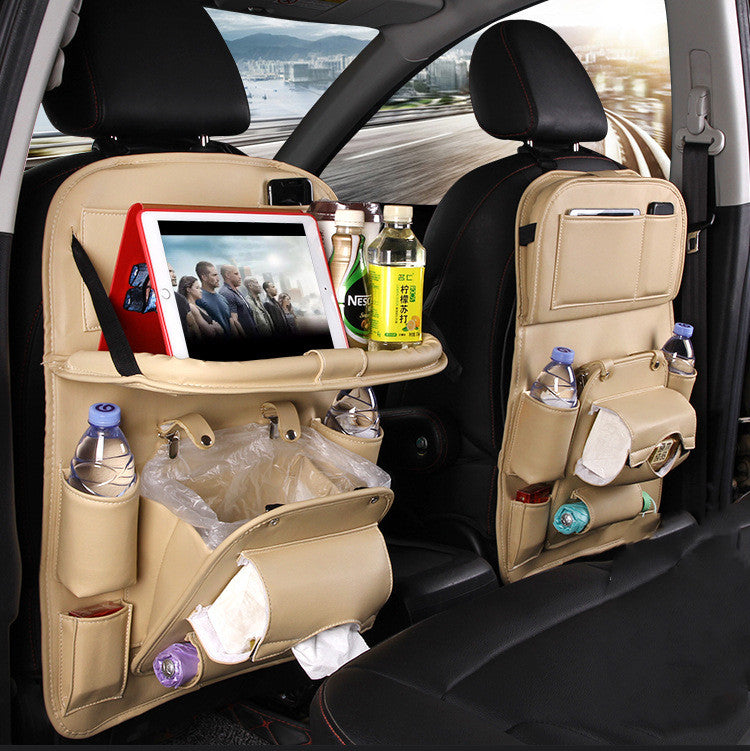 Trend Ritual™ Luxury PU Leather Car Organizer - Seat Back Storage with Folding Tray