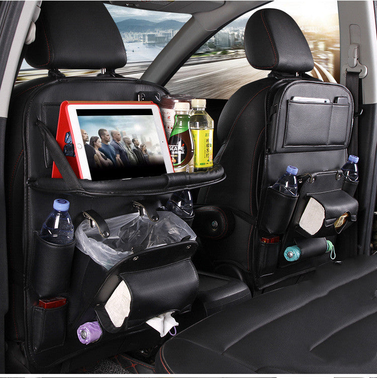 Trend Ritual™ Luxury PU Leather Car Organizer - Seat Back Storage with Folding Tray