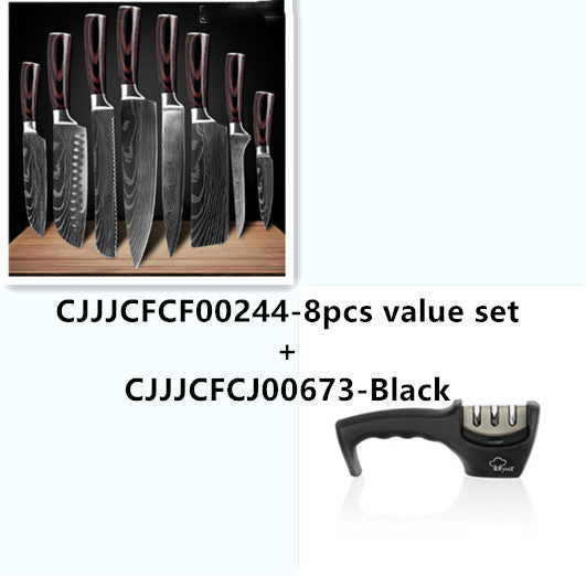 KuroHagane™ Damascus-Style Kitchen Knife Set | Professional 7Cr17 Stainless Steel