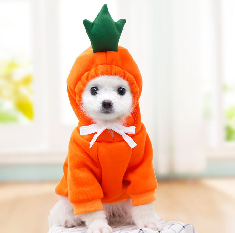 Cute Fruit-Themed Puppy Hoodie - Thick Fleece Winter Coat for Small Dogs & Cats