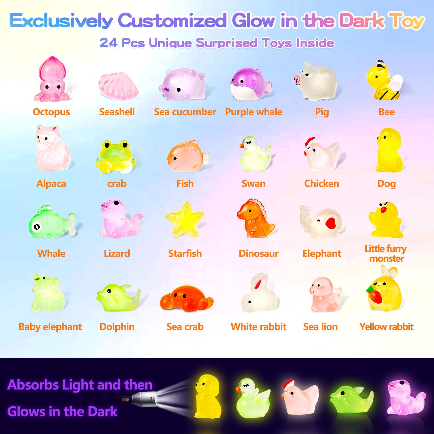 Magic Glow-in-the-Dark Bath Bomb Set - Kids Surpise Doll Fizzy Bubble Bath