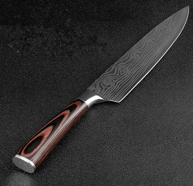 KuroHagane™ Damascus-Style Kitchen Knife Set | Professional 7Cr17 Stainless Steel