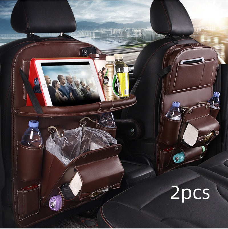 Trend Ritual™ Luxury PU Leather Car Organizer - Seat Back Storage with Folding Tray