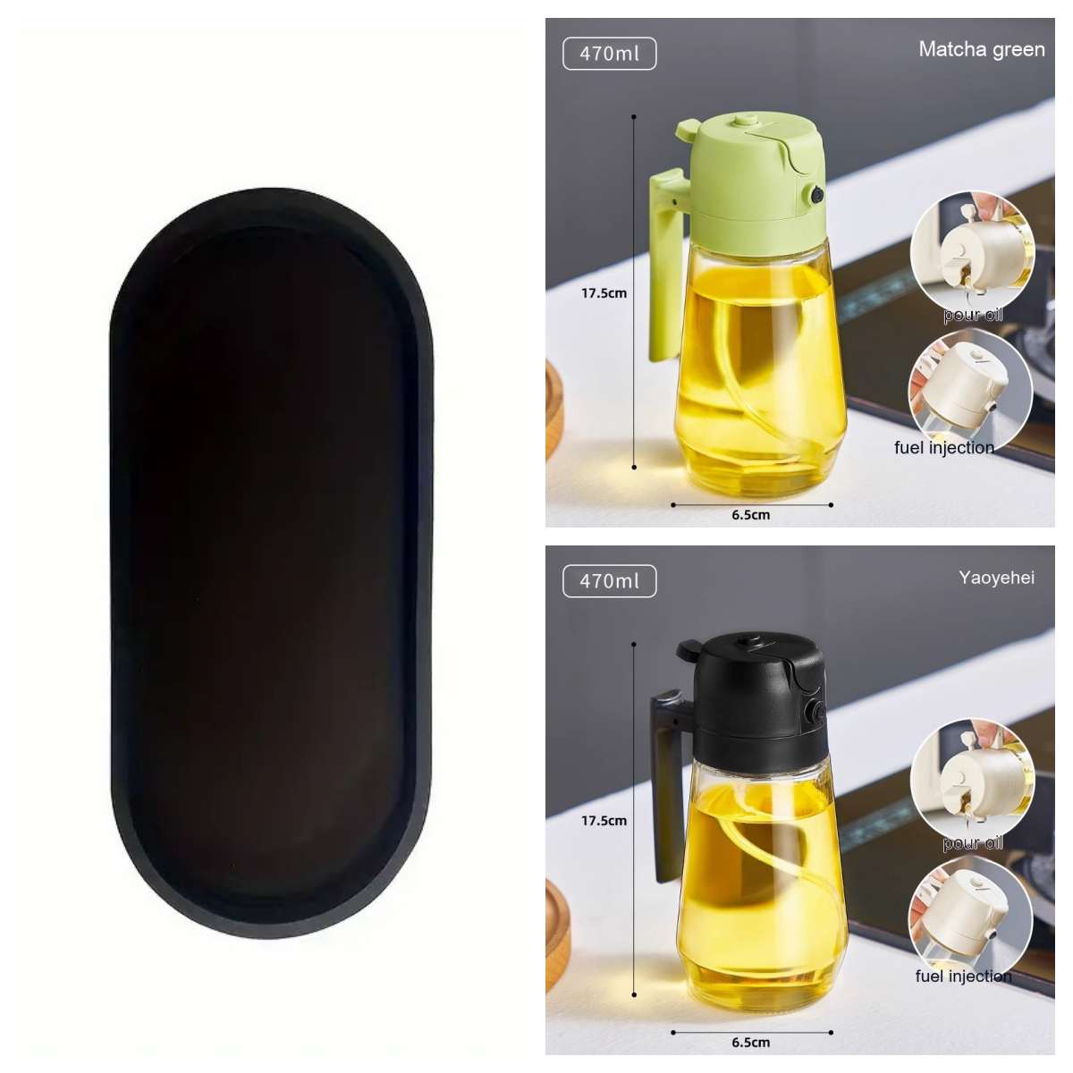 2-in-1 Glass Olive Oil Sprayer & Dispenser – 470ml Leak-Proof Kitchen Bottle
