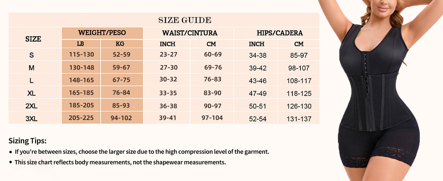 Steel-Core Colombian Faja – High-Compression Overbust Body Shaper