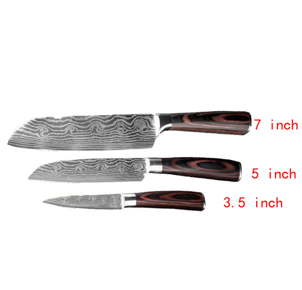 KuroHagane™ Damascus-Style Kitchen Knife Set | Professional 7Cr17 Stainless Steel