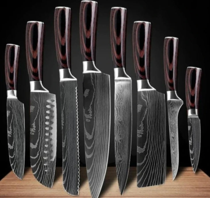 KuroHagane™ Damascus-Style Kitchen Knife Set | Professional 7Cr17 Stainless Steel