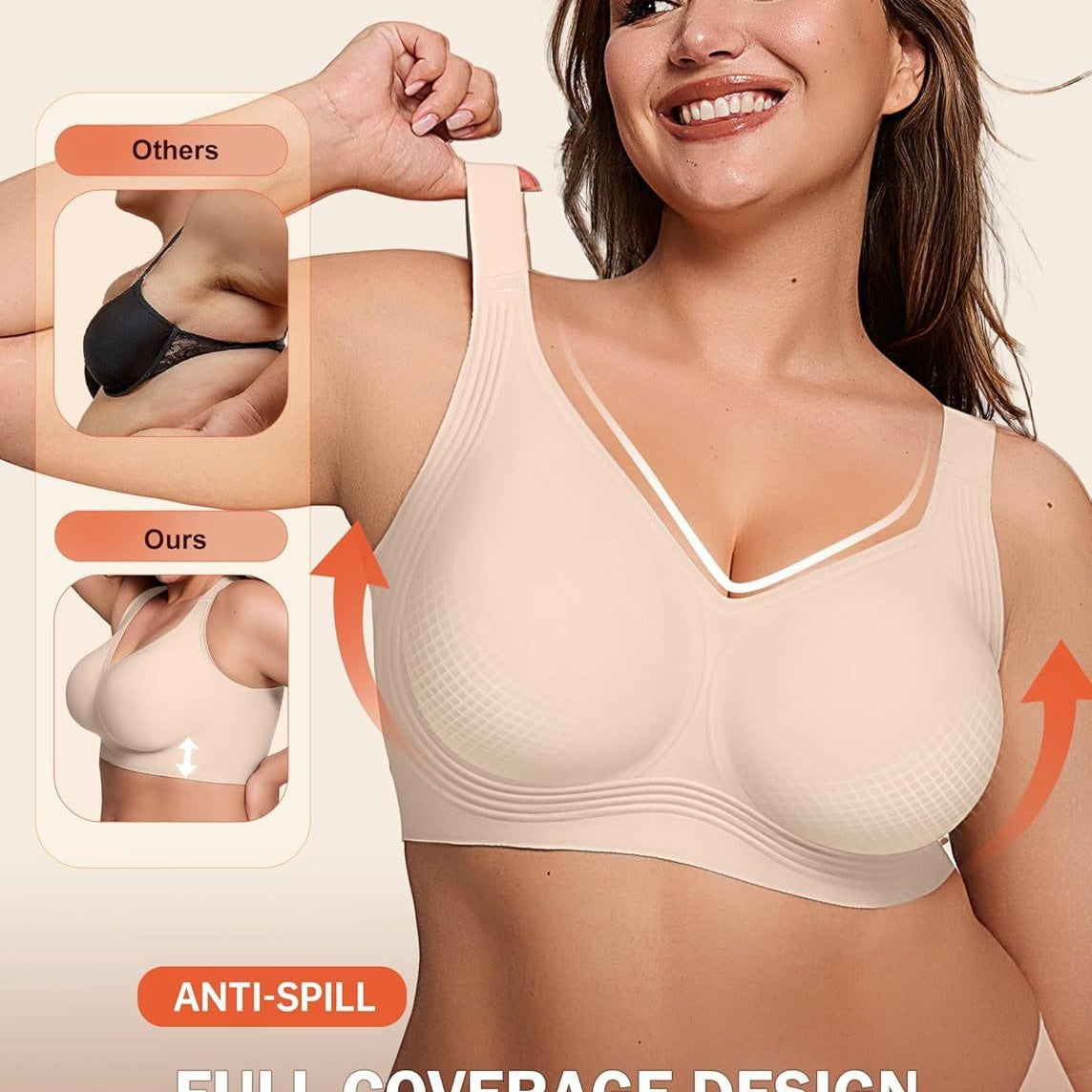 LiftFree™ Full-Coverage Push-Up Bra – Wireless Support & All-Day Comfort
