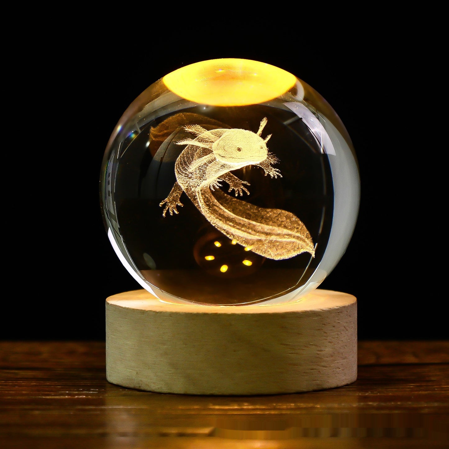Trend Ritual™ 3D Galaxy Crystal Ball - Luminous Solar System Night Light with Wooden Base