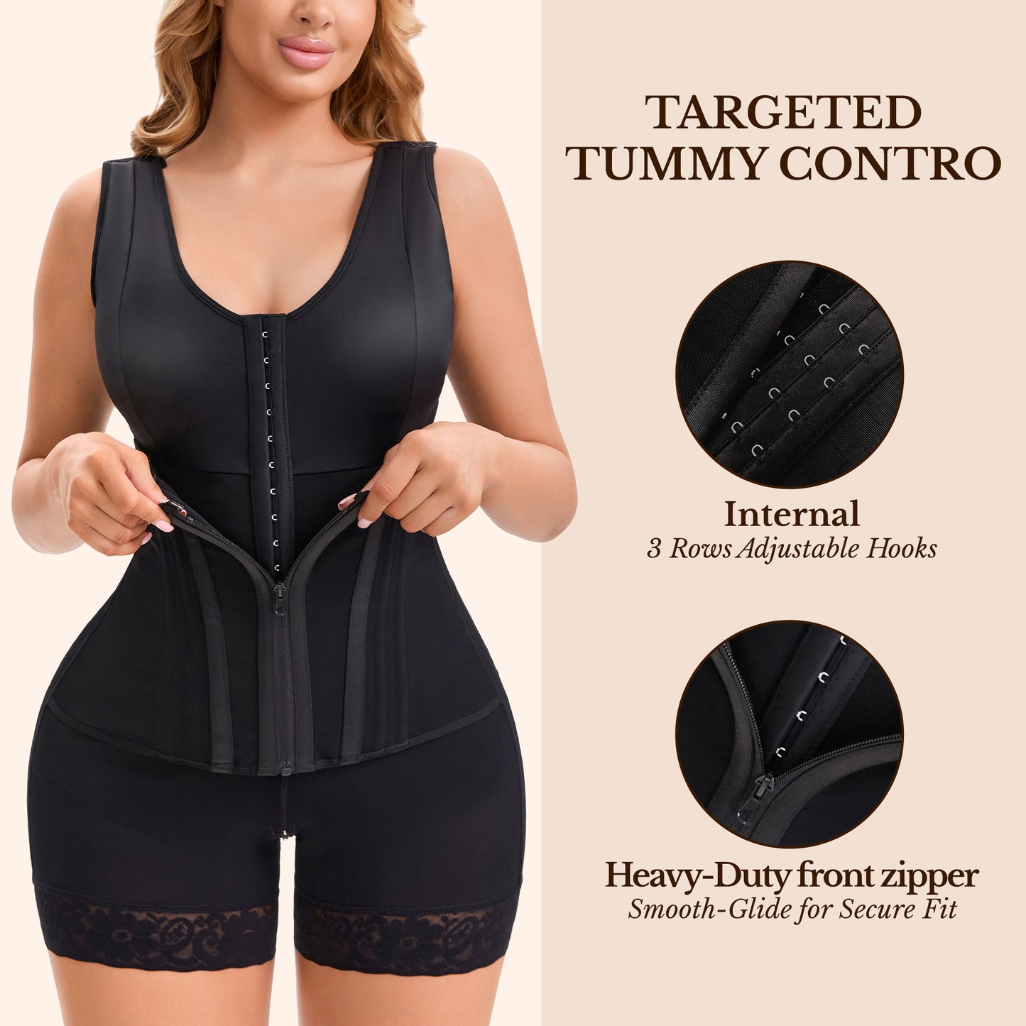 Steel-Core Colombian Faja – High-Compression Overbust Body Shaper
