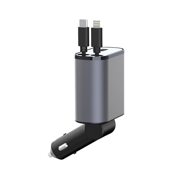 Trend Ritual™ 100W Retractable Super Fast Car Charger - 4-in-1 Rapid Charging Hub