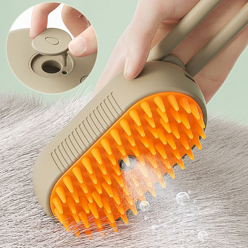 Mist & Massage™ 3-in-1 Pet Steam Brush – Electric Anti-Static Grooming & Deshedding Tool