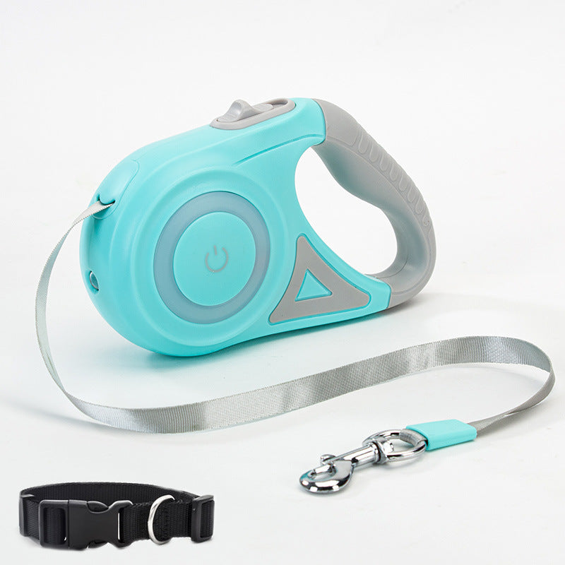 GlowGuide™ LED Retractable Dog Leash – 360° Tangle-Free with Integrated Spotlight