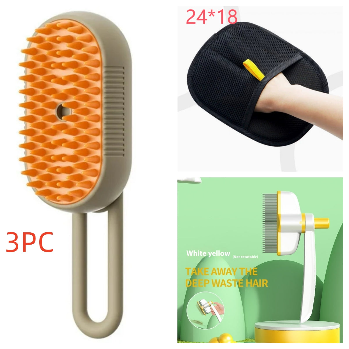 Mist & Massage™ 3-in-1 Pet Steam Brush – Electric Anti-Static Grooming & Deshedding Tool