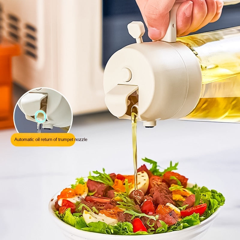 2-in-1 Glass Olive Oil Sprayer & Dispenser – 470ml Leak-Proof Kitchen Bottle
