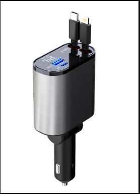 Trend Ritual™ 100W Retractable Super Fast Car Charger - 4-in-1 Rapid Charging Hub
