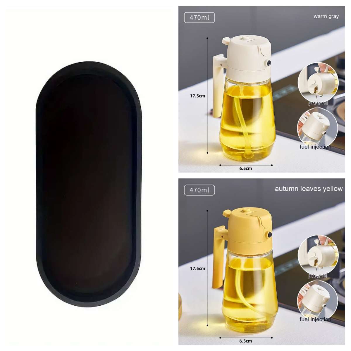 2-in-1 Glass Olive Oil Sprayer & Dispenser – 470ml Leak-Proof Kitchen Bottle