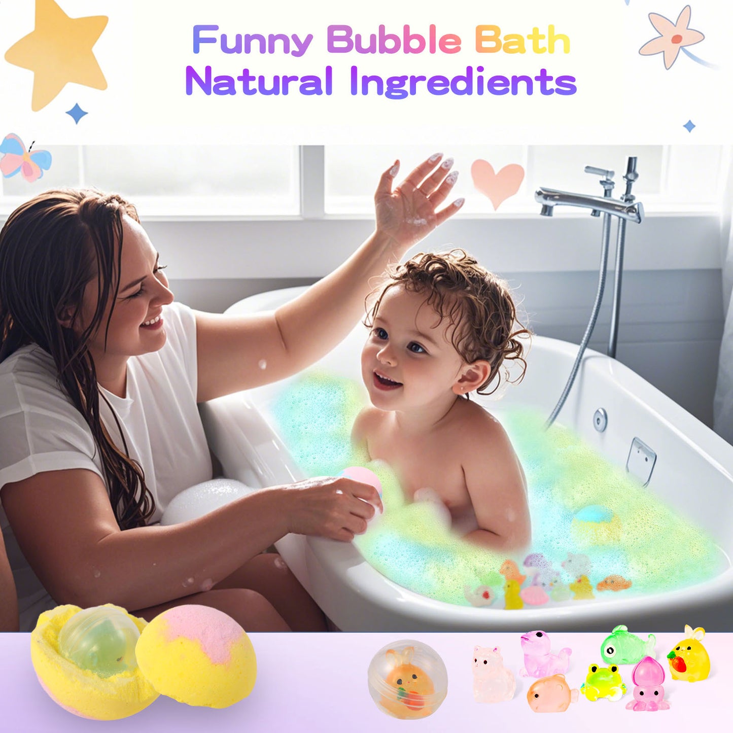 Magic Glow-in-the-Dark Bath Bomb Set - Kids Surpise Doll Fizzy Bubble Bath