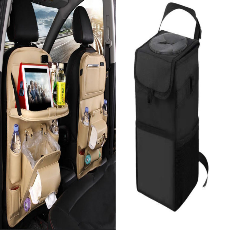 Trend Ritual™ Luxury PU Leather Car Organizer - Seat Back Storage with Folding Tray
