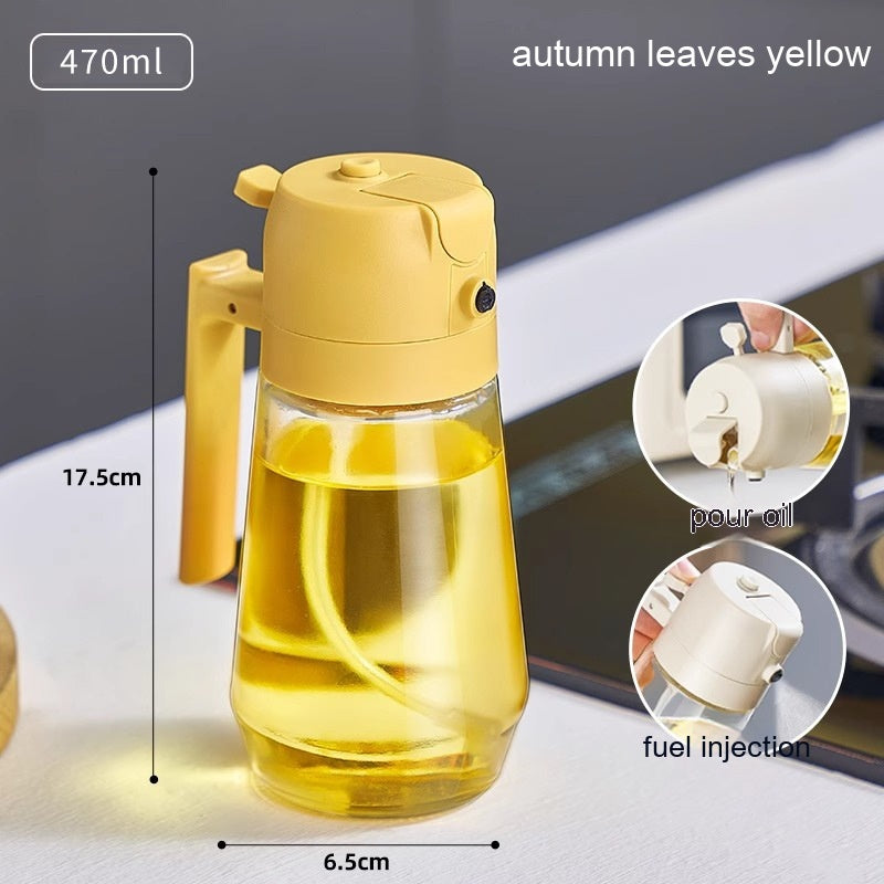 2-in-1 Glass Olive Oil Sprayer & Dispenser – 470ml Leak-Proof Kitchen Bottle