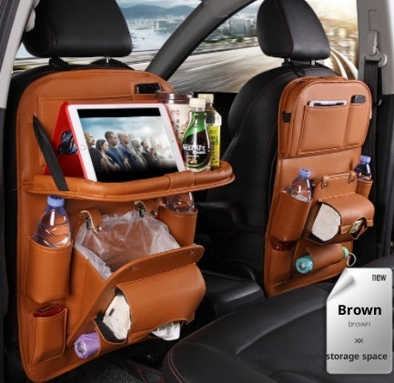 Trend Ritual™ Luxury PU Leather Car Organizer - Seat Back Storage with Folding Tray