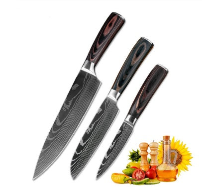 KuroHagane™ Damascus-Style Kitchen Knife Set | Professional 7Cr17 Stainless Steel