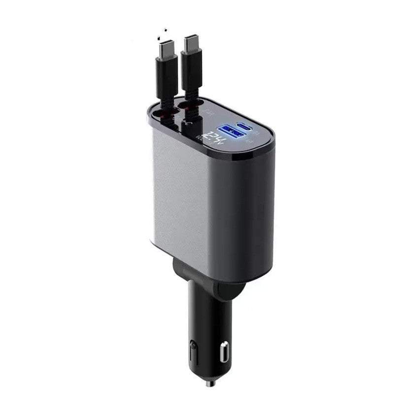 Trend Ritual™ 100W Retractable Super Fast Car Charger - 4-in-1 Rapid Charging Hub