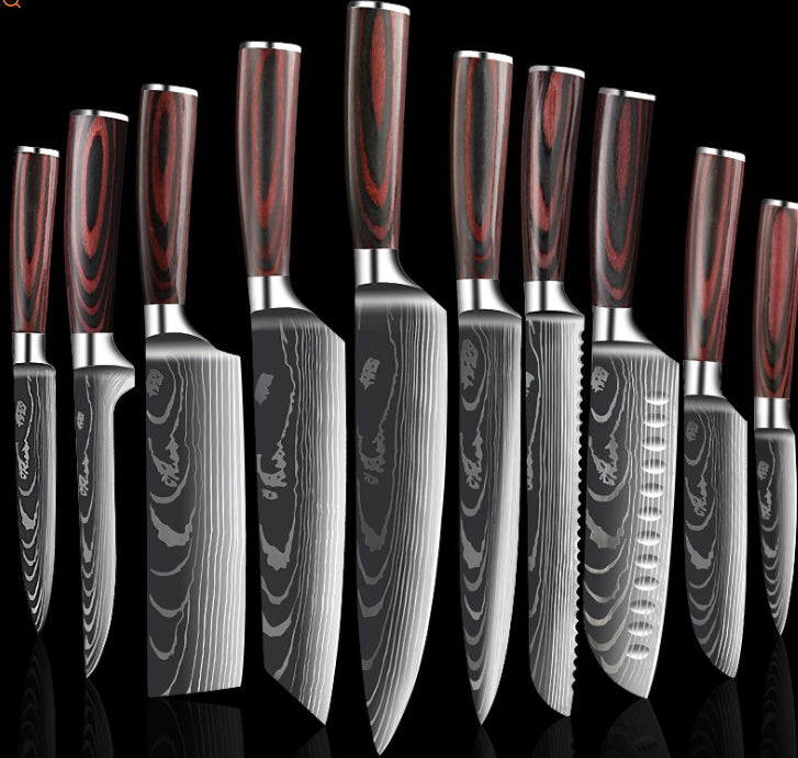 KuroHagane™ Damascus-Style Kitchen Knife Set | Professional 7Cr17 Stainless Steel