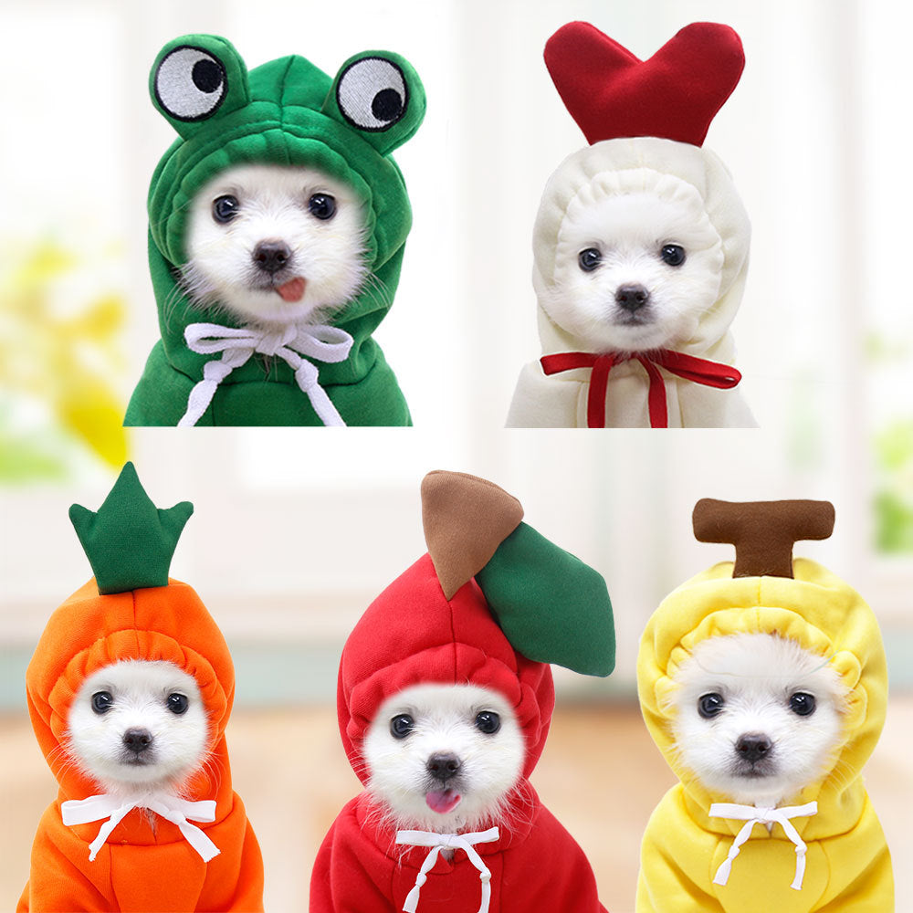 Cute Fruit-Themed Puppy Hoodie - Thick Fleece Winter Coat for Small Dogs & Cats