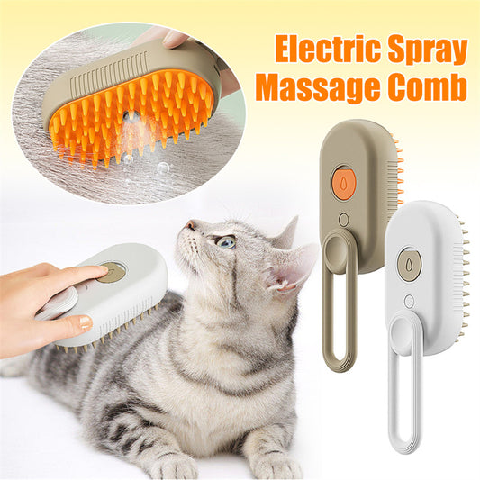 Mist & Massage™ 3-in-1 Pet Steam Brush – Electric Anti-Static Grooming & Deshedding Tool