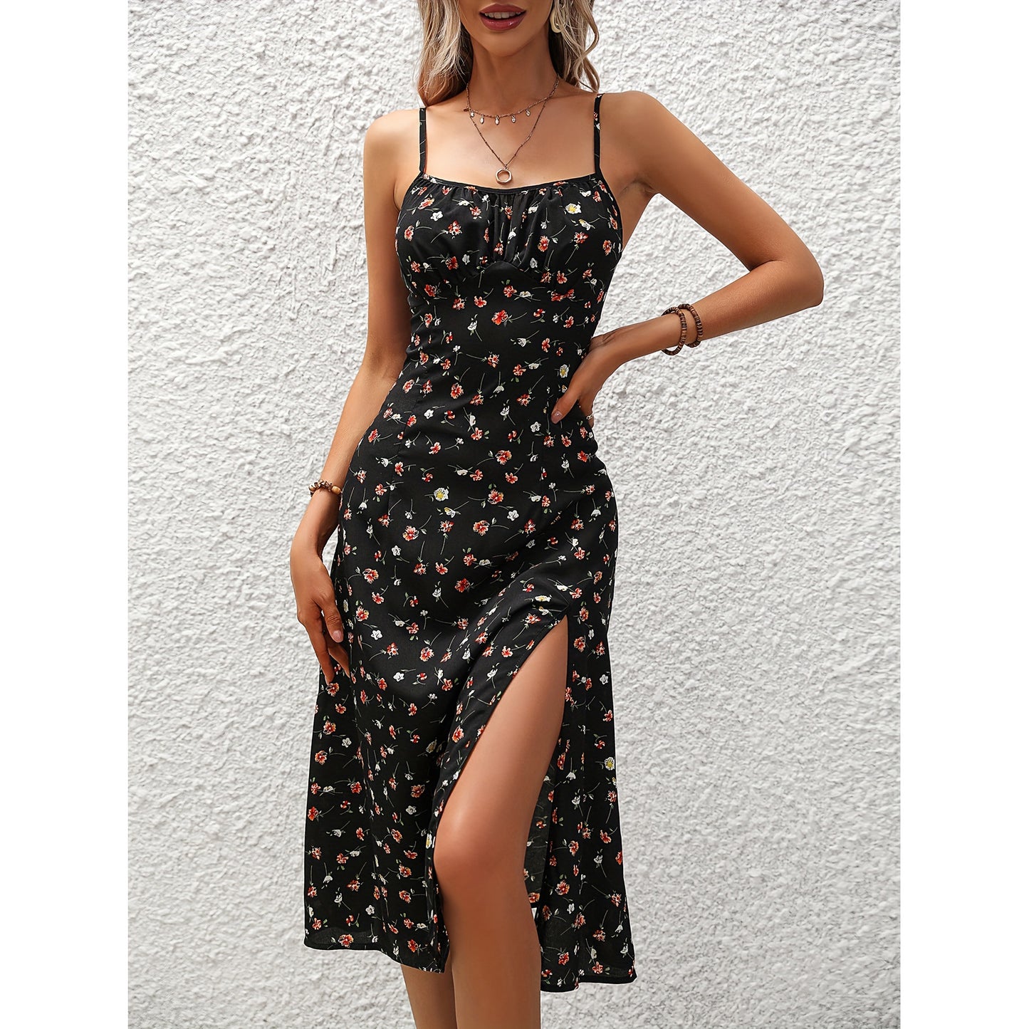 Trend Ritual™ Parisian Polka Dot Maxi Dress - Sexy Side-Split Summer Suspender Dress