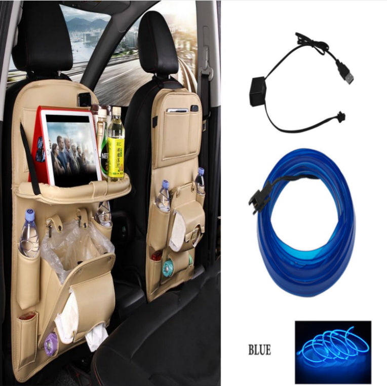 Trend Ritual™ Luxury PU Leather Car Organizer - Seat Back Storage with Folding Tray