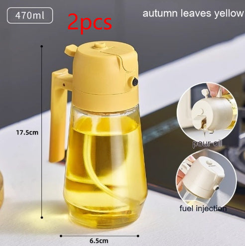 2-in-1 Glass Olive Oil Sprayer & Dispenser – 470ml Leak-Proof Kitchen Bottle