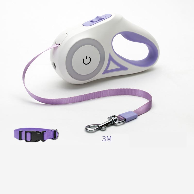 GlowGuide™ LED Retractable Dog Leash – 360° Tangle-Free with Integrated Spotlight
