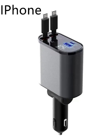 Trend Ritual™ 100W Retractable Super Fast Car Charger - 4-in-1 Rapid Charging Hub