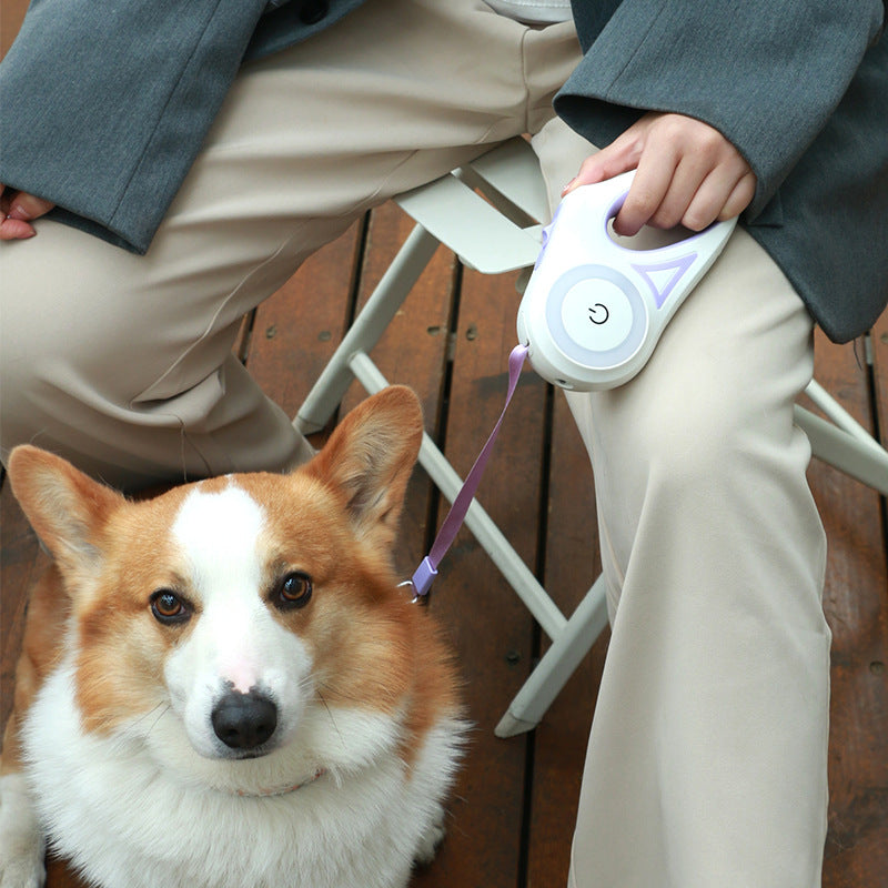 GlowGuide™ LED Retractable Dog Leash – 360° Tangle-Free with Integrated Spotlight
