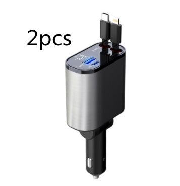 Trend Ritual™ 100W Retractable Super Fast Car Charger - 4-in-1 Rapid Charging Hub