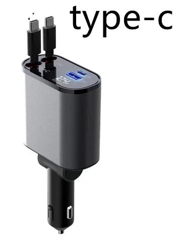 Trend Ritual™ 100W Retractable Super Fast Car Charger - 4-in-1 Rapid Charging Hub