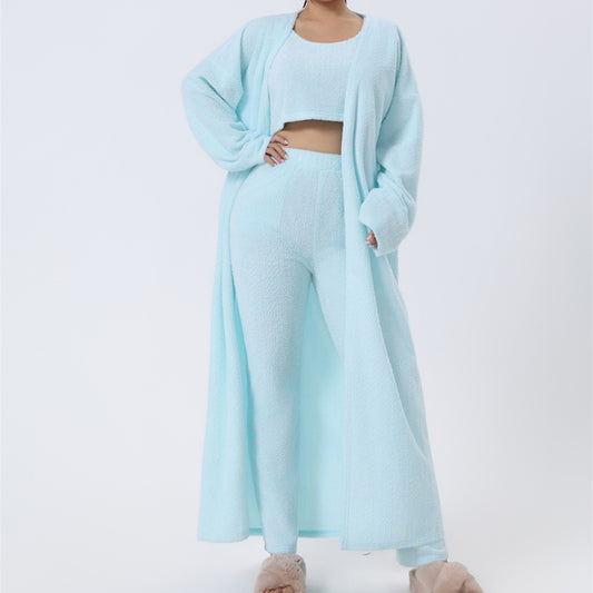 CloudKnit™ 3-Piece Luxury Lounge Set | Plush Cardigan, Crop Top & Wide-Leg Pants