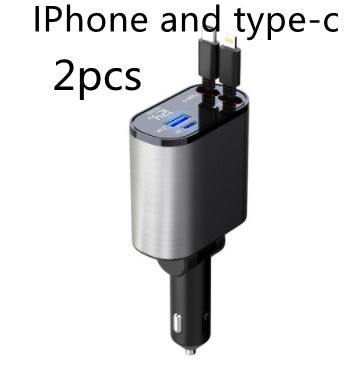 Trend Ritual™ 100W Retractable Super Fast Car Charger - 4-in-1 Rapid Charging Hub